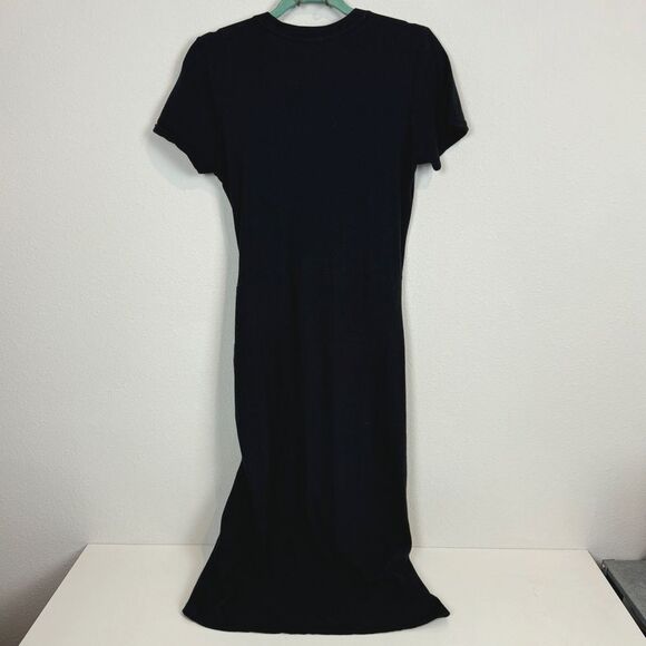 Rails Tori Black Ruched Tie Midi Cotton Dress Short Sleeve M - Picture 7 of 11